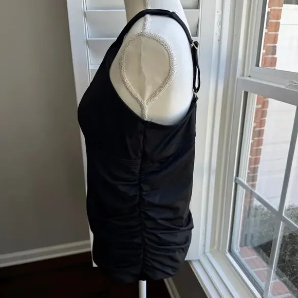 LANDS' END Swimsuit Tankini Womens L Black High Neck To One Shoulder Multi Way - Picture 5 of 13